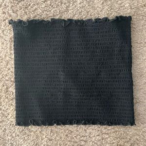 black ruffled tube top